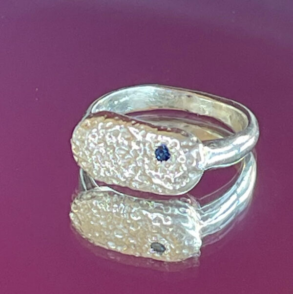Textured Signet with Sapphire
